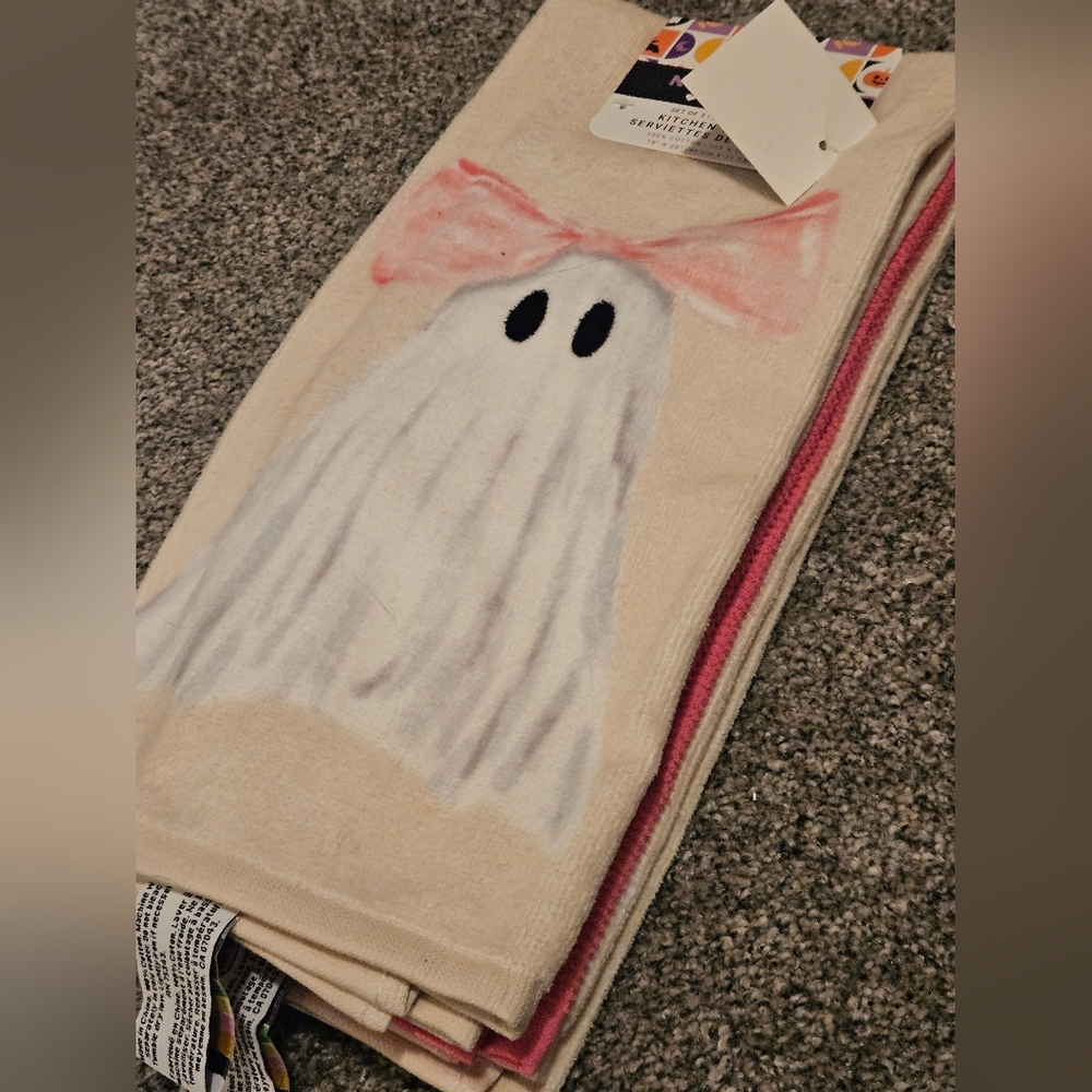 Ghost with BOW Set Of 3 Kitchen Towels